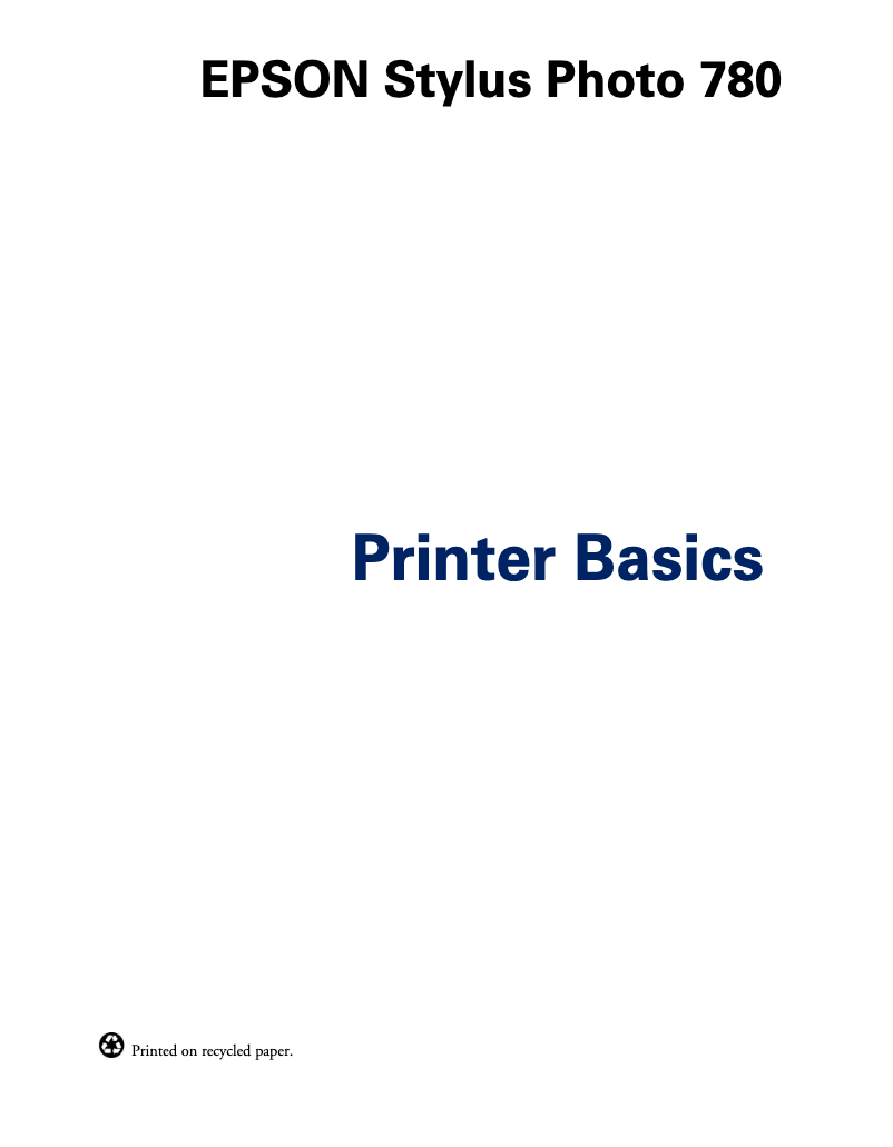 Page n°1 - Manuel utilisateur Epson Stylus Photo 780