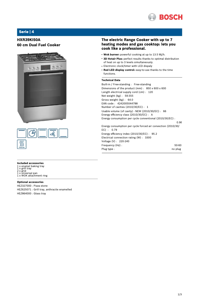 First page image of the manual for Serie 4 HXR39KI50A