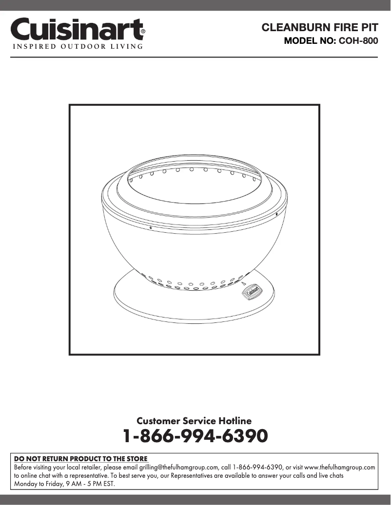 Image de la première page du manuel de l'appareil Cleanburn Fire COH-800