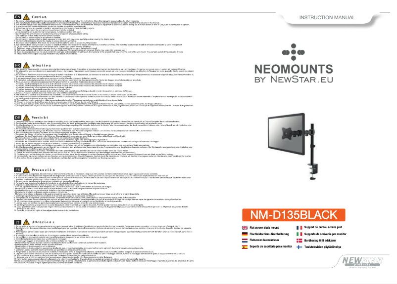 Page 1 de la notice Manuel utilisateur Newstar NM-D135