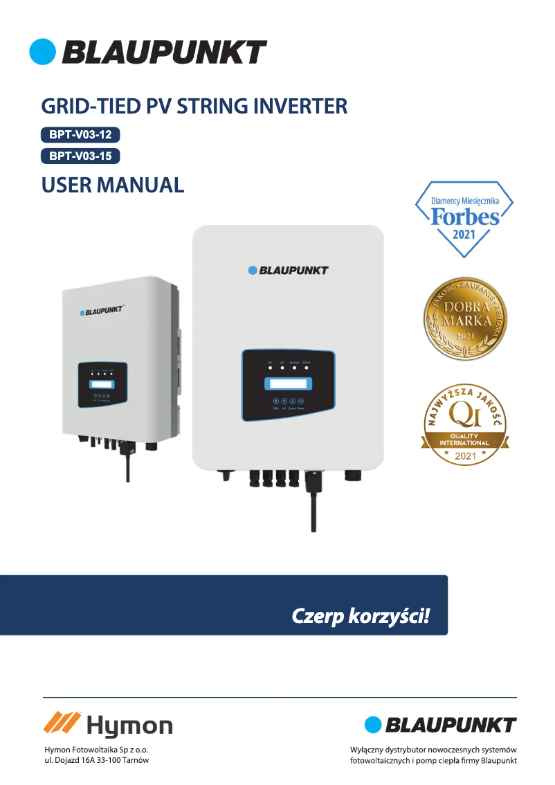 Page 1 de la notice Manuel utilisateur Blaupunkt BPT-V01-40