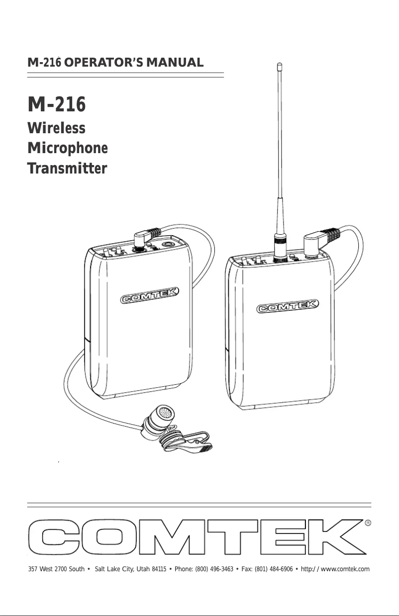 Page n°1 - Manuel utilisateur Comtek M-216