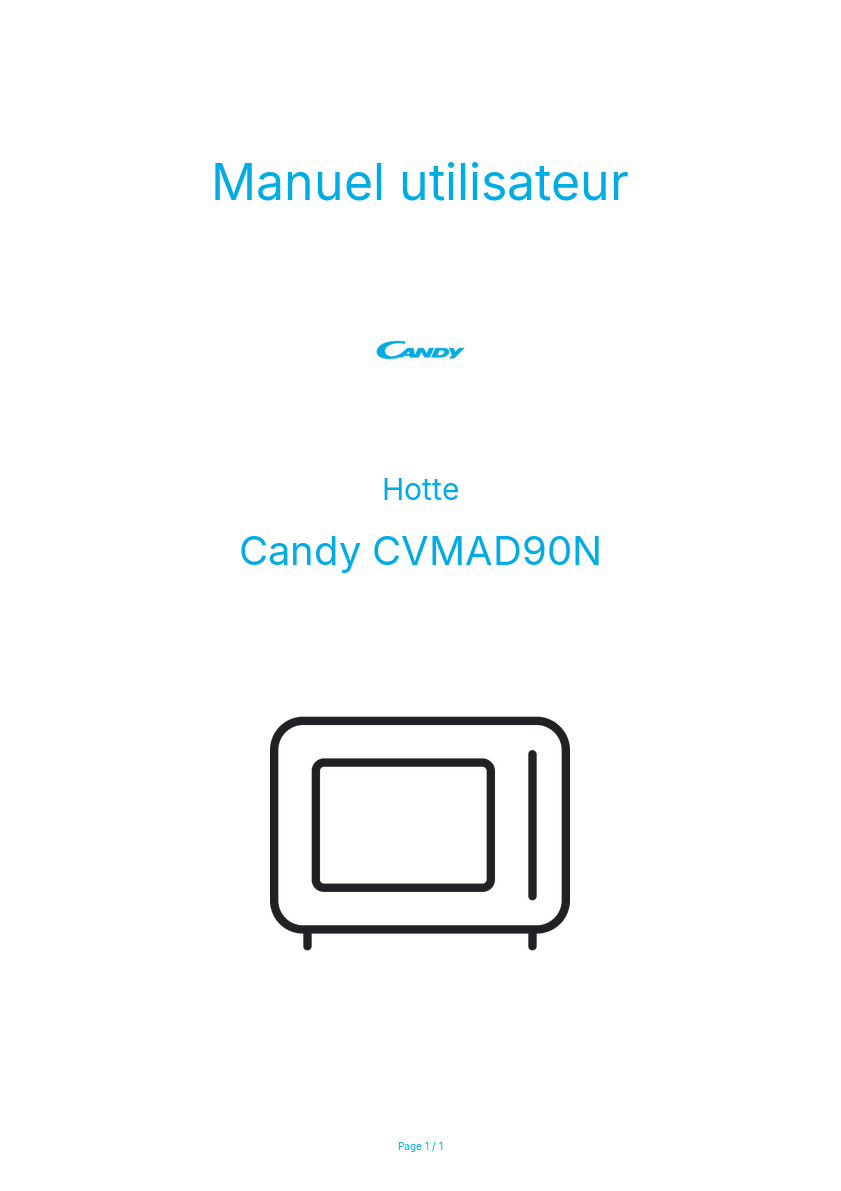 Page n°1 - Manuel utilisateur Candy CVMAD90N