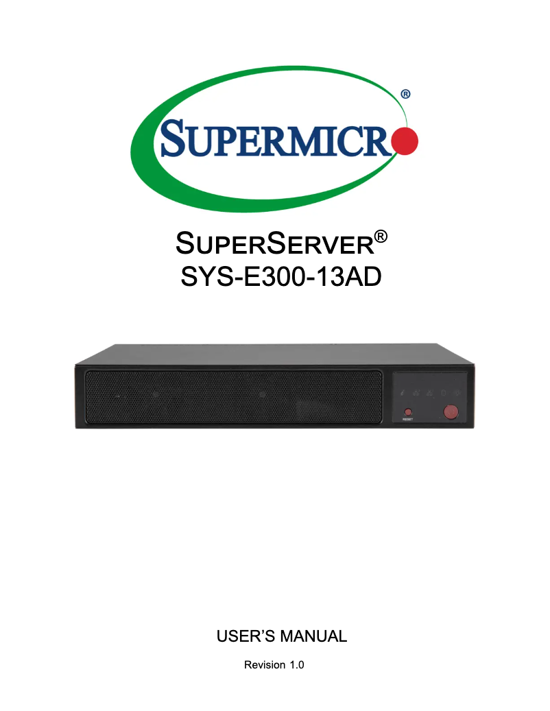 Page 1 de la notice Manuel utilisateur Supermicro SuperServer SYS-E300-13AD