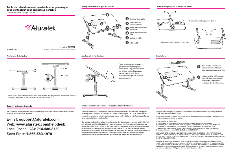 Page n°1 - Manuel utilisateur Aluratek ACT01F