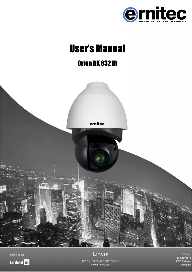 Page 1 de la notice Manuel utilisateur Ernitec Orion DX 832 IR