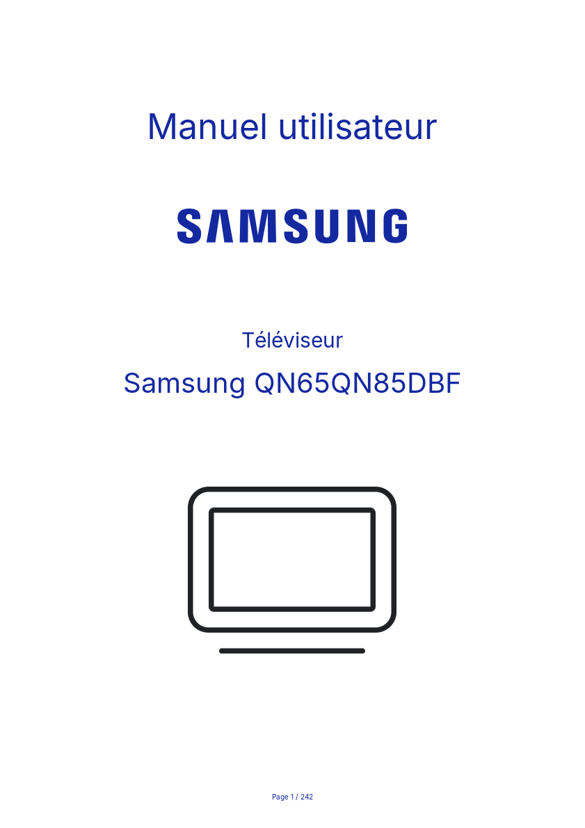 Page 1 de la notice Manuel utilisateur Samsung QN65QN85DBF