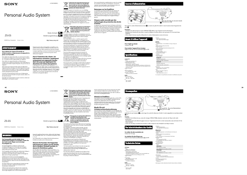Page n°1 - Manuel utilisateur Sony ZS-E5L