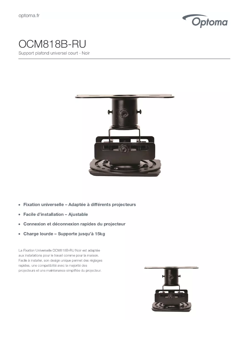 Page n°1 - Fiche technique Optoma OCM818B-RU