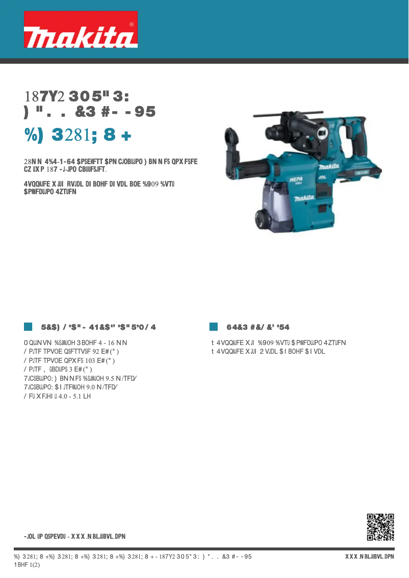 Page n°1 - Fiche technique Makita DHR281ZWJ