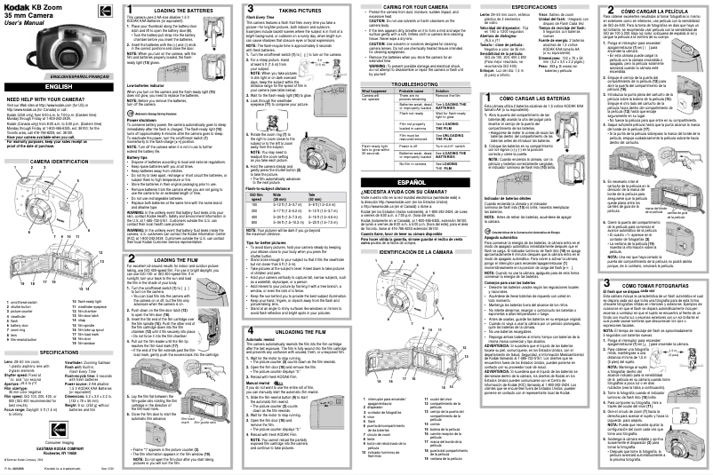 Page n°1 - Manuel utilisateur Kodak KB Zoom