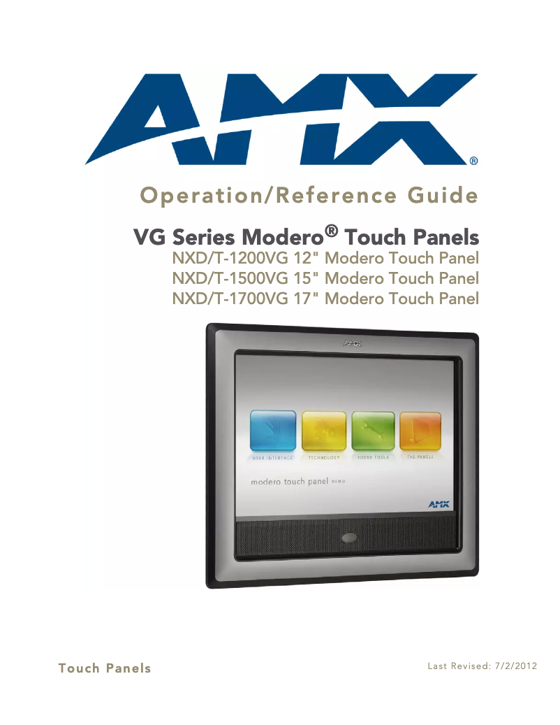Page n°1 - Manuel utilisateur AMX NXT-1500VG RGB