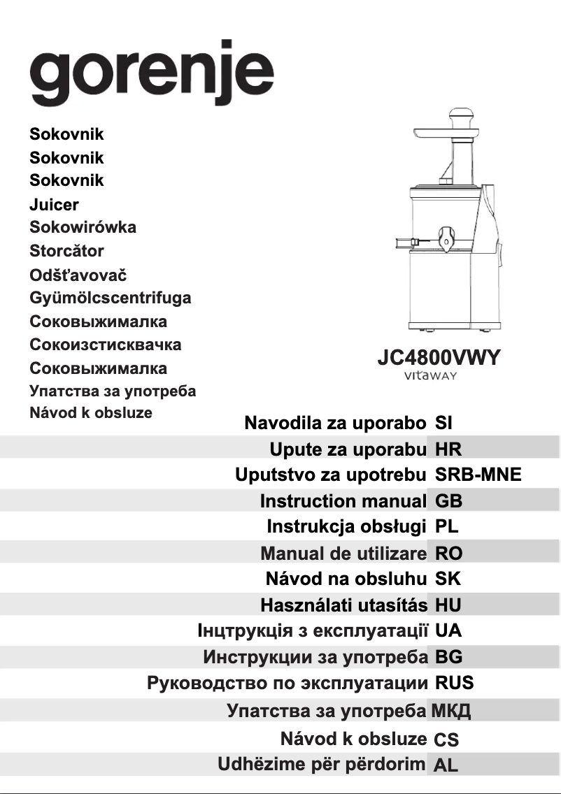 Page n°1 - Manuel utilisateur Gorenje JC4800VWY