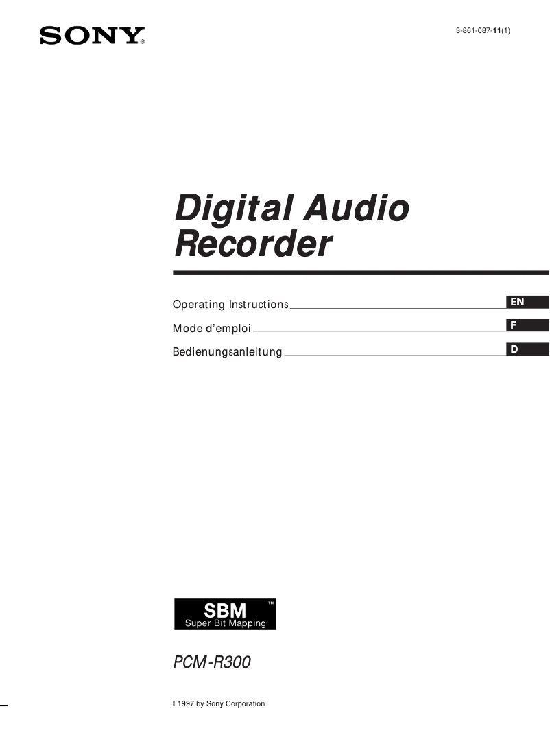 Page n°1 - Manuel utilisateur Sony PCM-R300