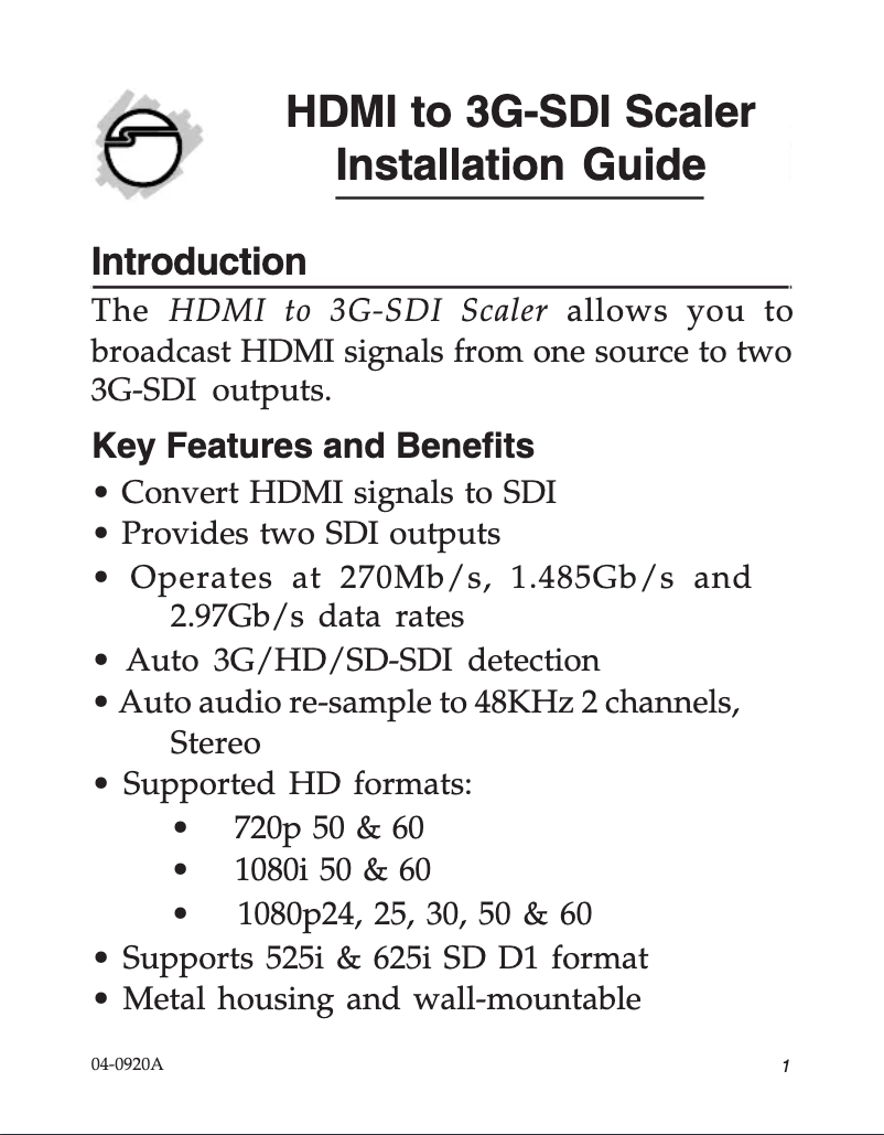 Page n°1 - Manuel utilisateur Siig CE-SD0711-S1