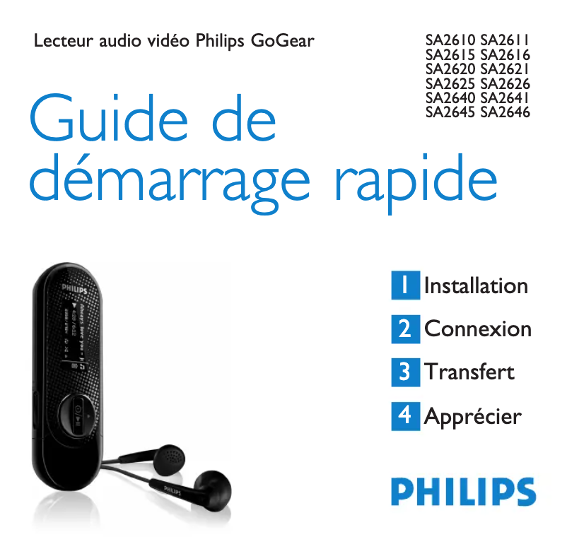 Page n°1 - Guide de démarrage rapide Philips GoGear SA2625
