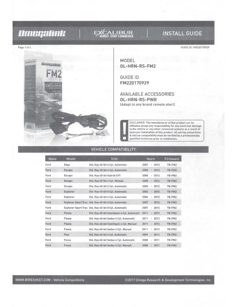 Page n°1 - Manuel utilisateur Omega OL-HRN-RS-FM2
