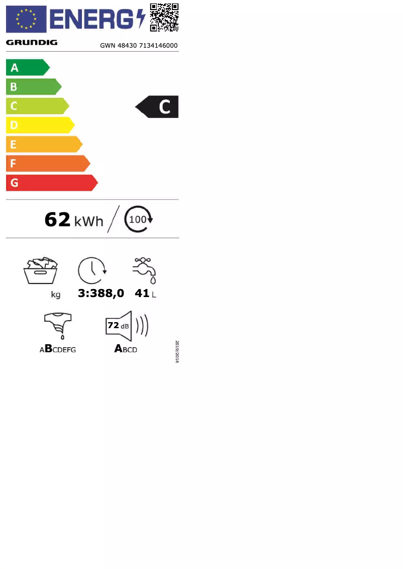 Page n°1 - Label énergétique Grundig GWN 48430