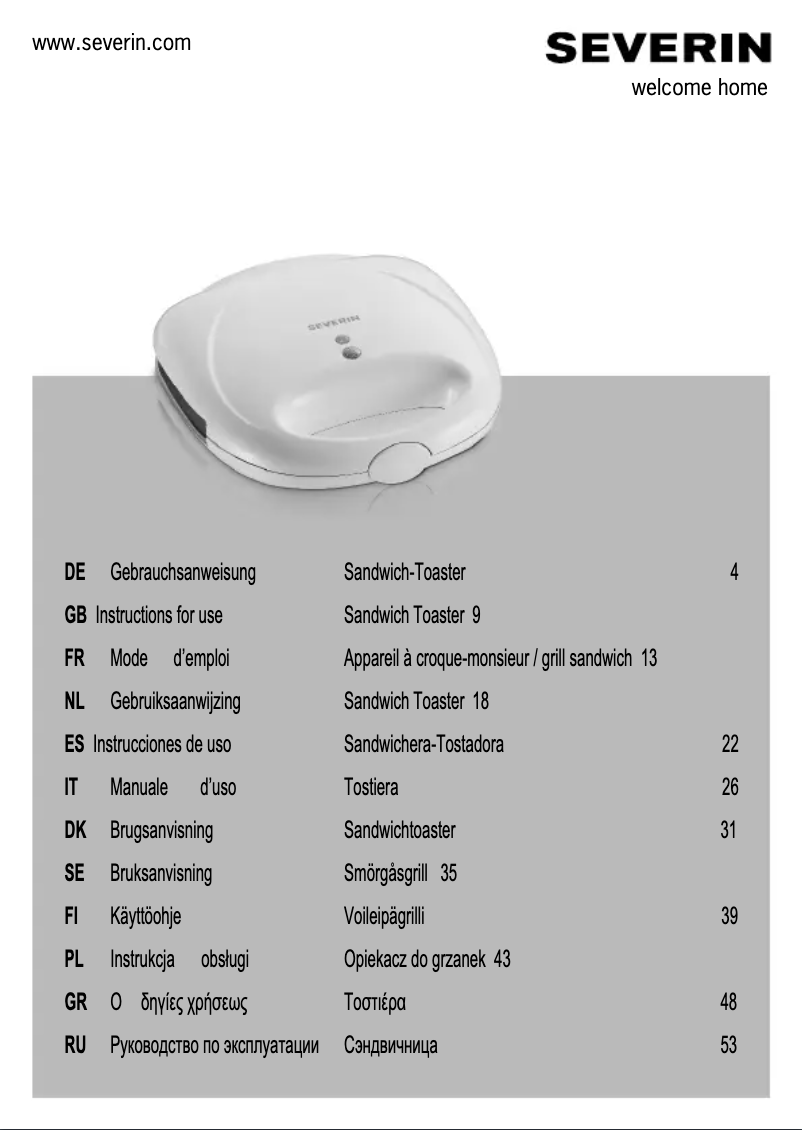 Page n°1 - Manuel utilisateur Severin SA 2963