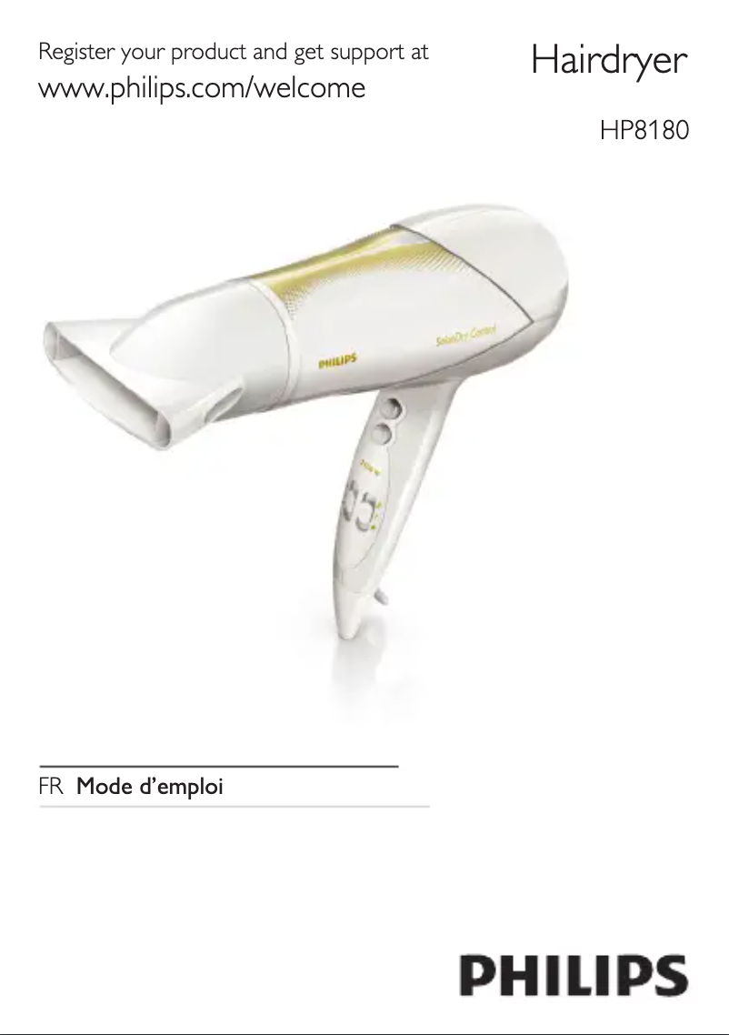 Page n°1 - Manuel utilisateur Philips SalonDry Control HP8298