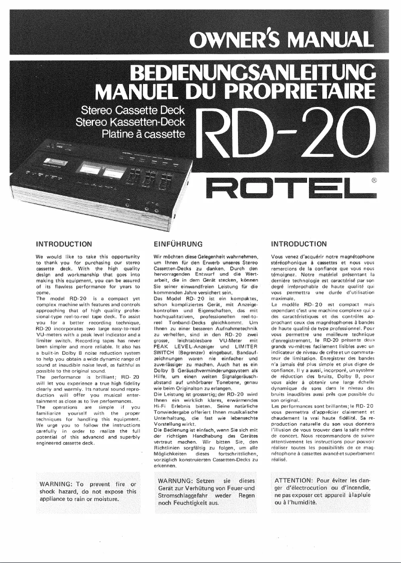 Página 1 del manual Manual de usuario Rotel RD-20