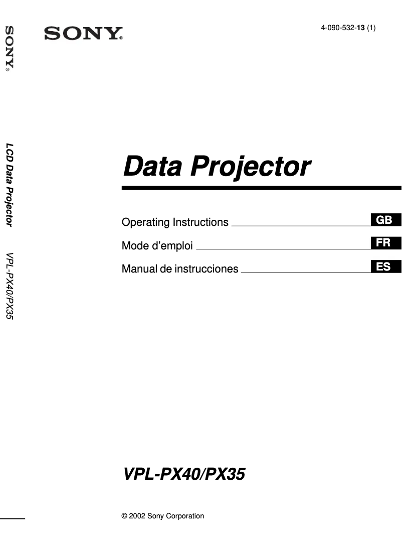 Page n°1 - Manuel utilisateur Sony VPL-PX35