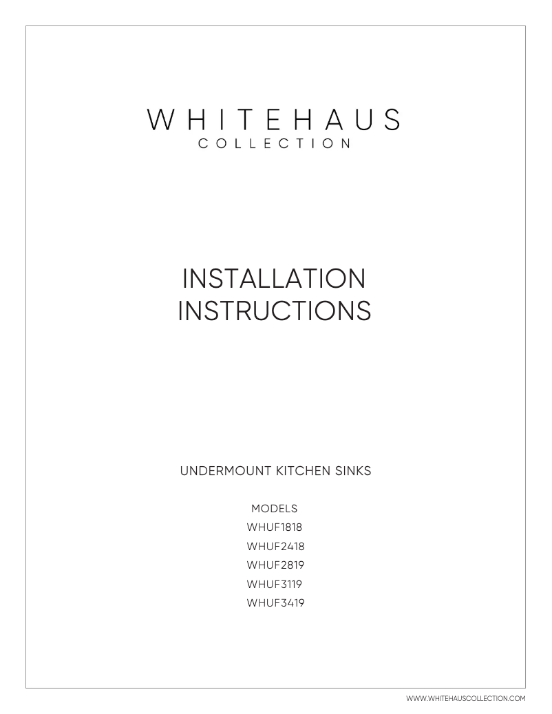 Page n°1 - Manuel utilisateur Whitehaus Fireclay WHUF3419