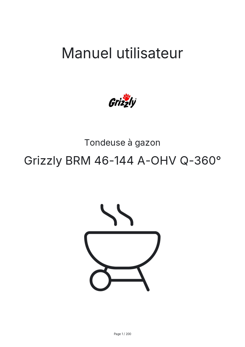Page n°1 - Manuel utilisateur Grizzly BRM 46-144 A-OHV Q-360°