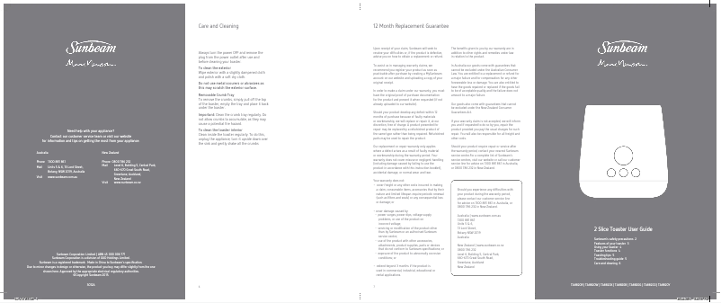 Page 1 de la notice Manuel utilisateur Sunbeam Marc Newson TA8820