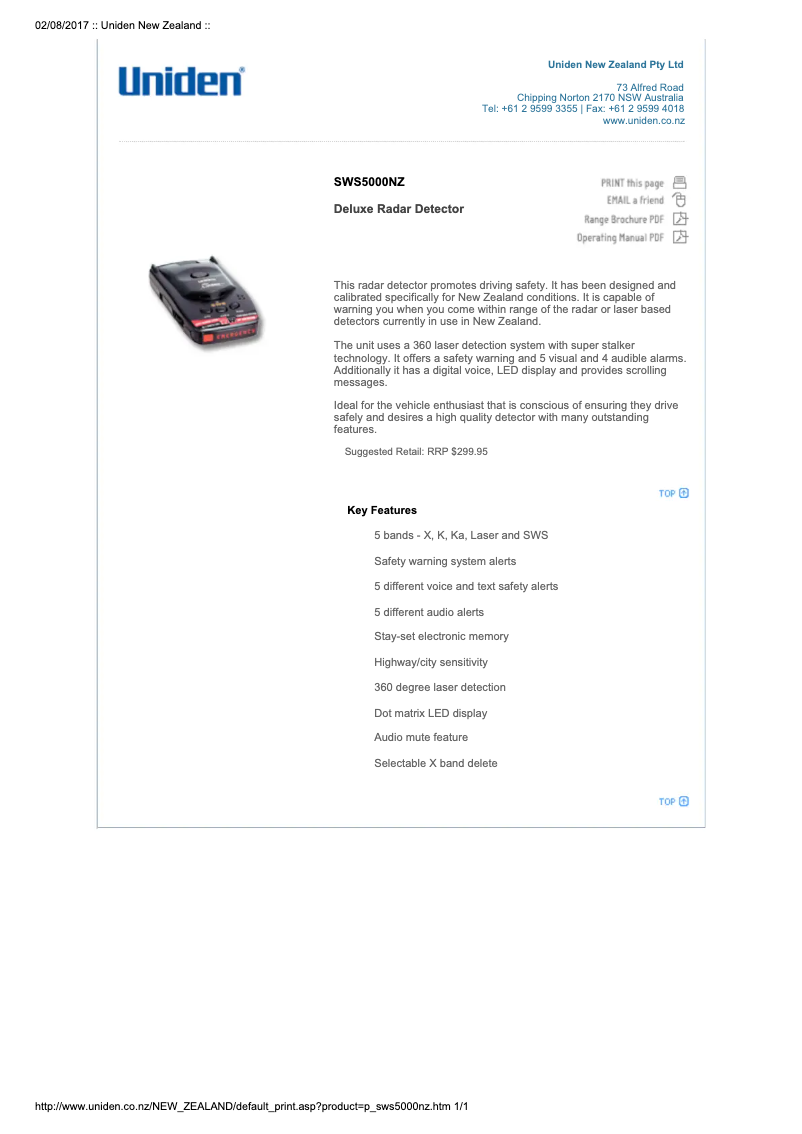 Image de la première page du manuel de l'appareil SWS 5000NZ