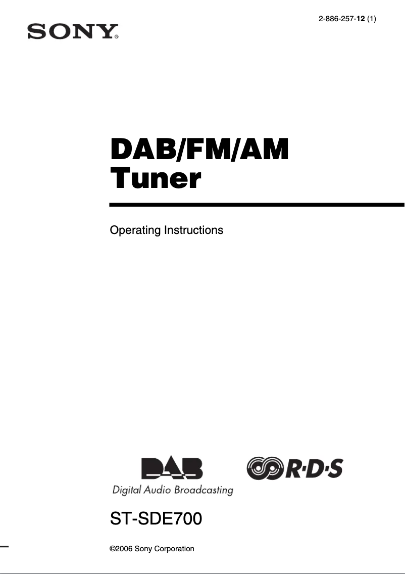 Page 1 de la notice Manuel utilisateur Sony ST-SDE700