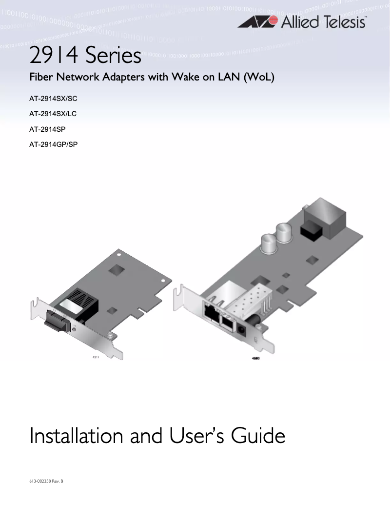 Page n°1 - Manuel utilisateur Allied Telesis AT-2914SX/LC-001
