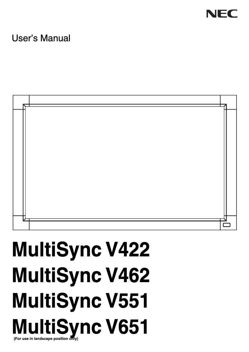 Imagen de la primera página del manual del dispositivo MultiSync V422-AVT
