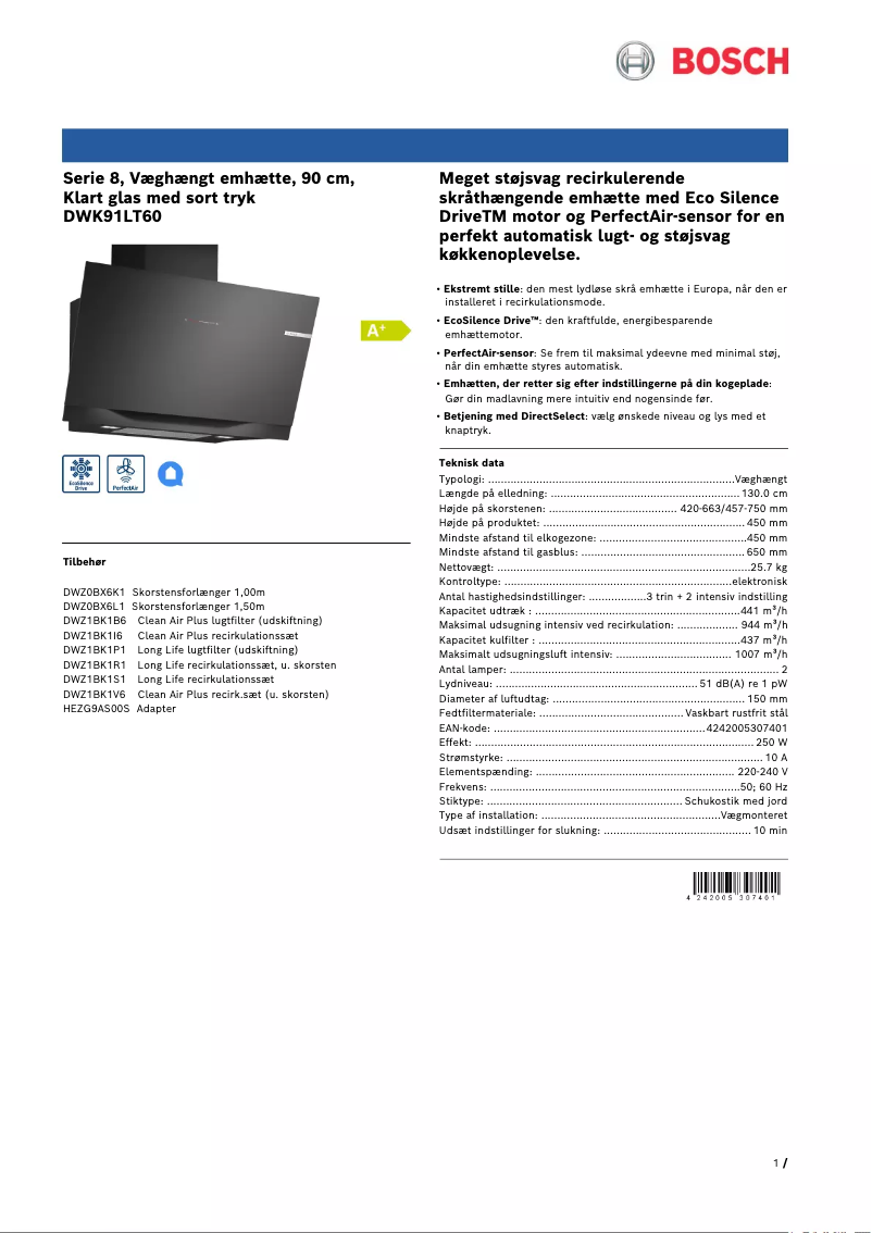 Página 1 del manual Folleto Bosch DWK91LT60