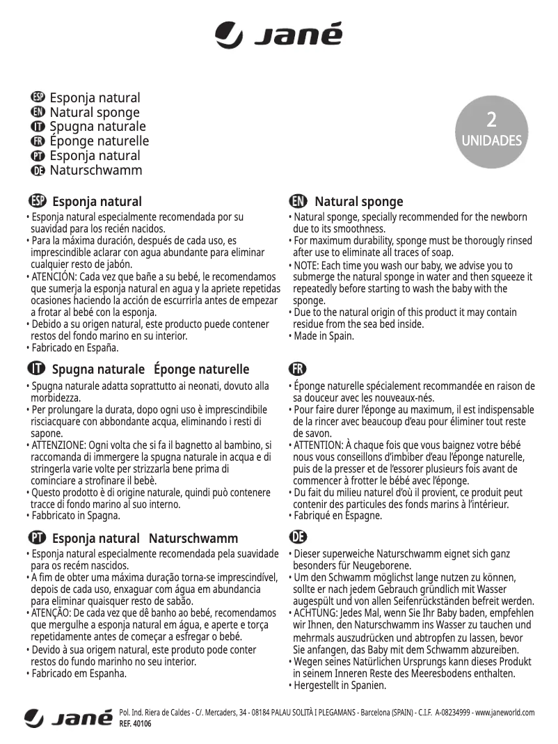 Image de la première page du manuel de l'appareil Sponge