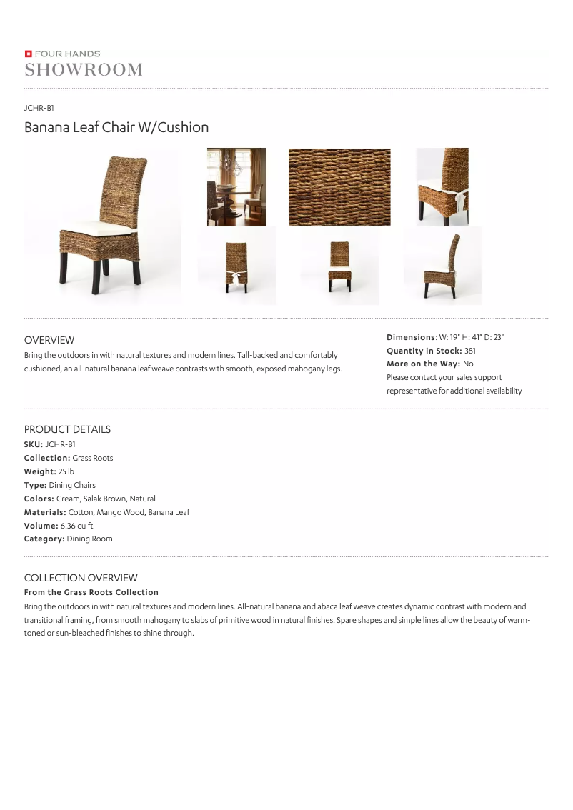 Page 1 de la notice Manuel utilisateur Four Hands JCHR-B1