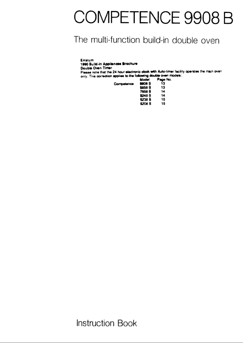 Page n°1 - Manuel utilisateur AEG Competence 99080 B W