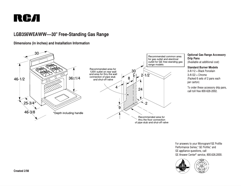 Page n°1 - Fiche technique RCA LGB356WEAWW