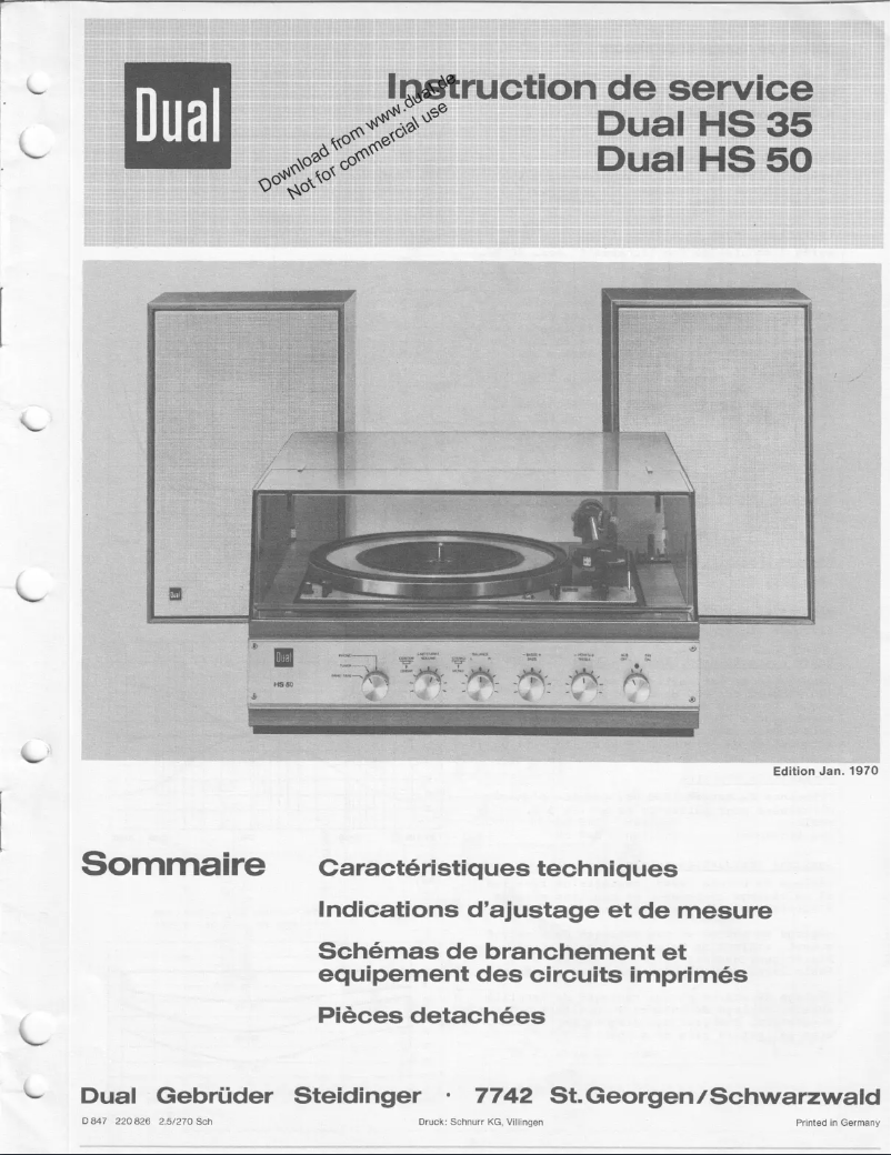 Page 1 de la notice Manuel utilisateur Dual HS35