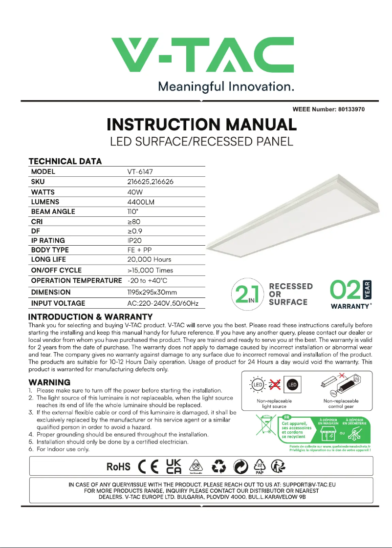 Image de la première page du manuel de l'appareil VT-6147