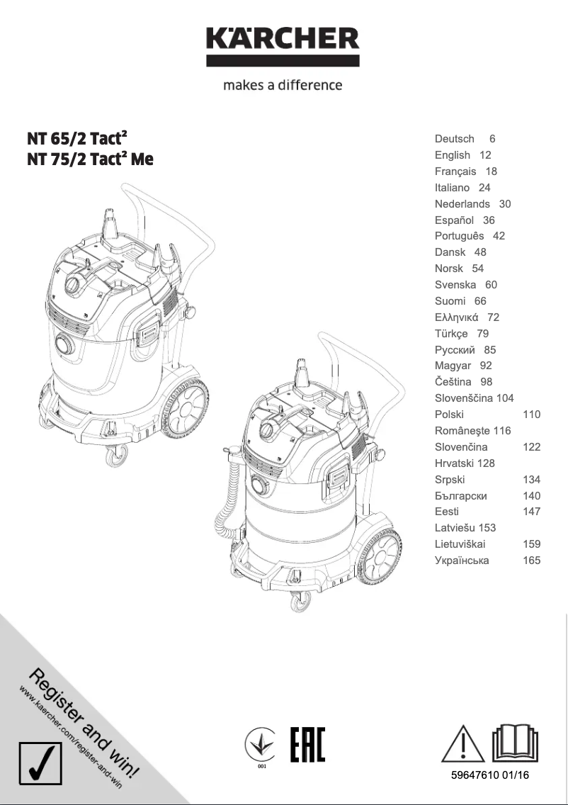 Page n°1 - Manuel utilisateur Kärcher NT 75/2 Tact² Me