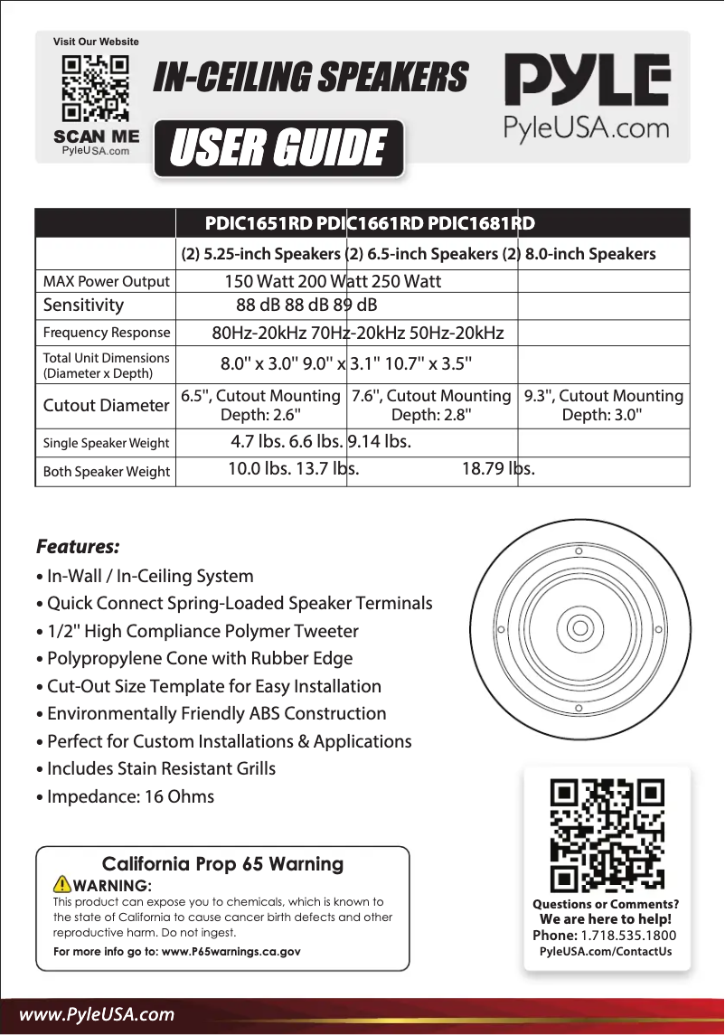 Page n°1 - Manuel utilisateur Pyle PDIC1651RD