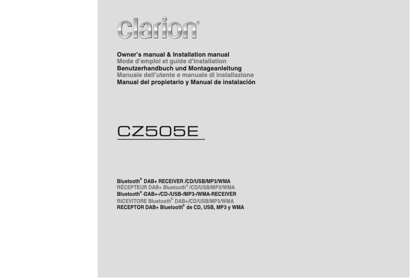 Page 1 of the manual User Manual Clarion CZ505E