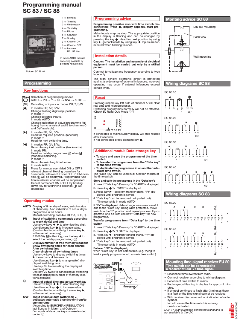 Page 1 de la notice Manuel utilisateur Paladin SC 88