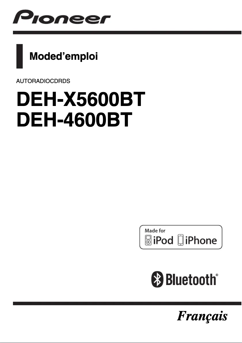 Page n°1 - Manuel utilisateur Pioneer DEH-X5600BT