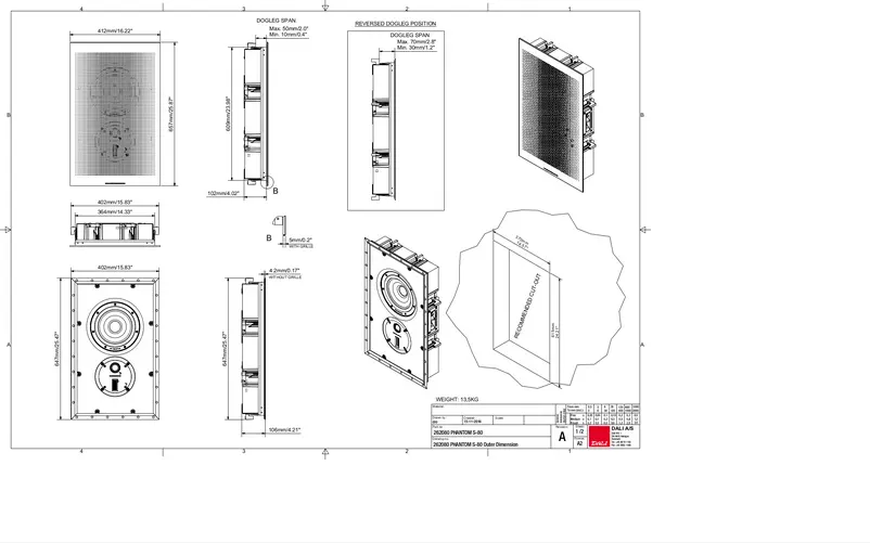 Page 1 de la notice Dessin technique Dali PHANTOM S-80