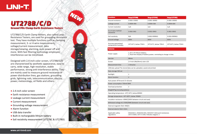 Page n°1 - Manuel utilisateur Uni-T UT278B