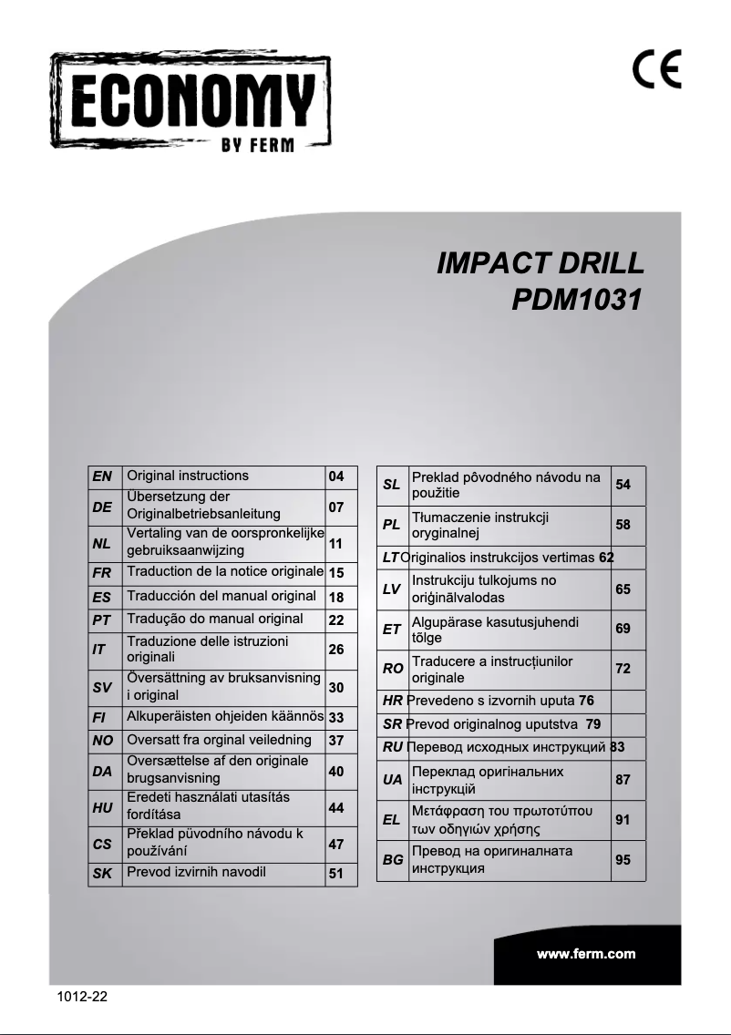 Page 1 de la notice Manuel utilisateur Ferm PDM1031