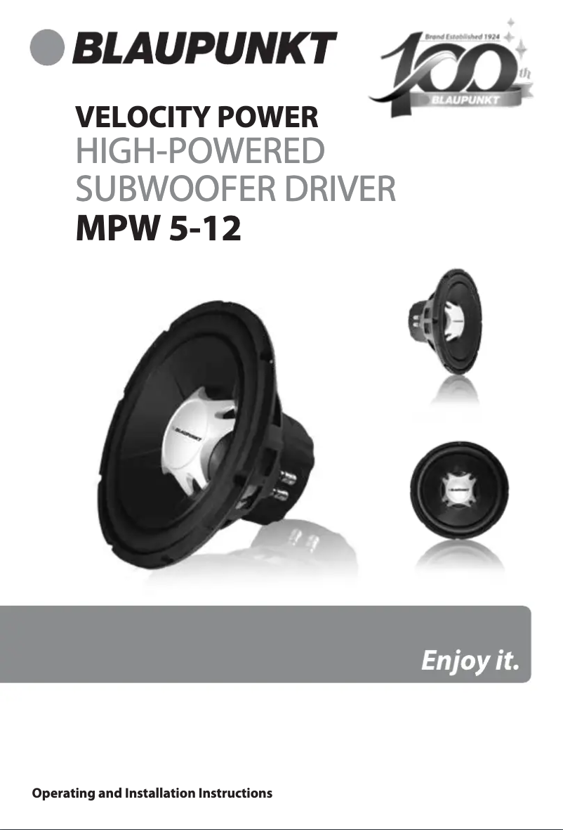 Page n°1 - Manuel utilisateur Blaupunkt MPW 5-12