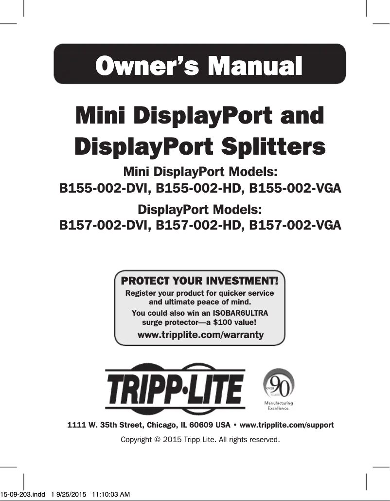 Page 1 de la notice Manuel utilisateur Tripp Lite B157-002-DVI